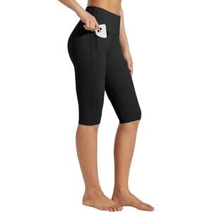 3X Willit Women's Knee Length Hi Wasted Tummy Control Exercise pants w/Pockets